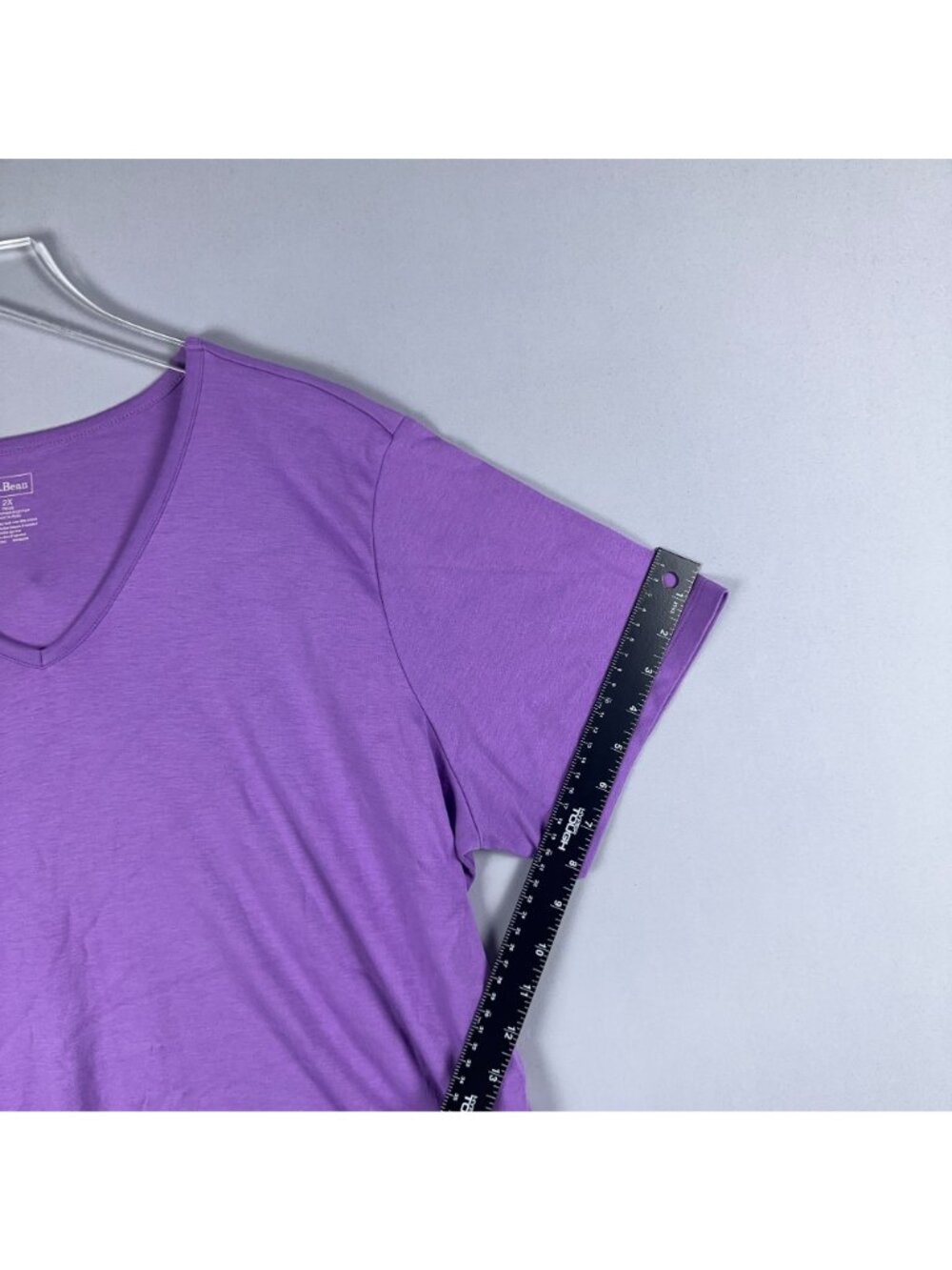 L.L. Bean T-Shirt Size 2X Purple V-Neck 100% Supima Cotton Short Sleeves - Picture 11 of 12